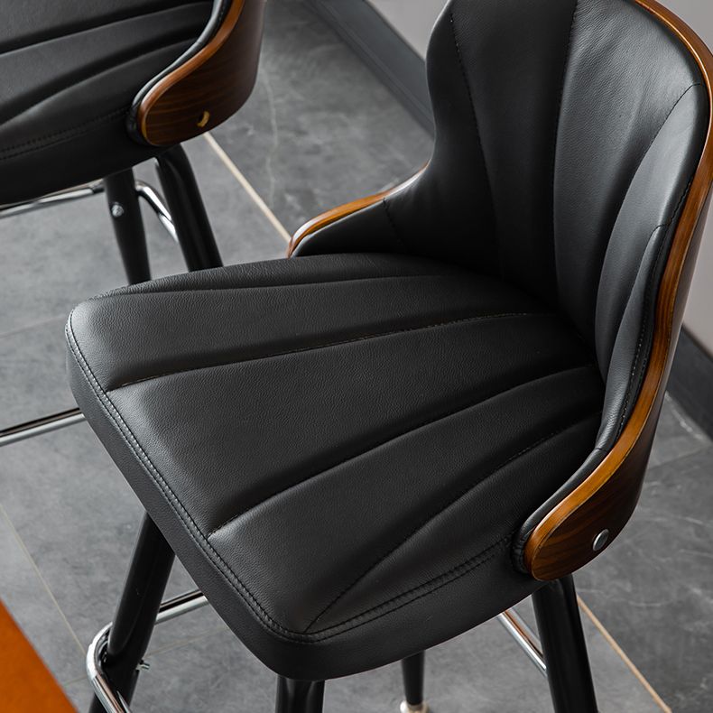 Arm Less Modern Bar Stool Footrest Leather Coffee Shop Bucket Counter Stool