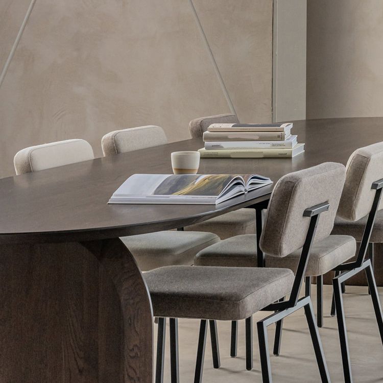 Pine Solid Wood Dining Table Modern Oval Dining Table with Double Pedestal