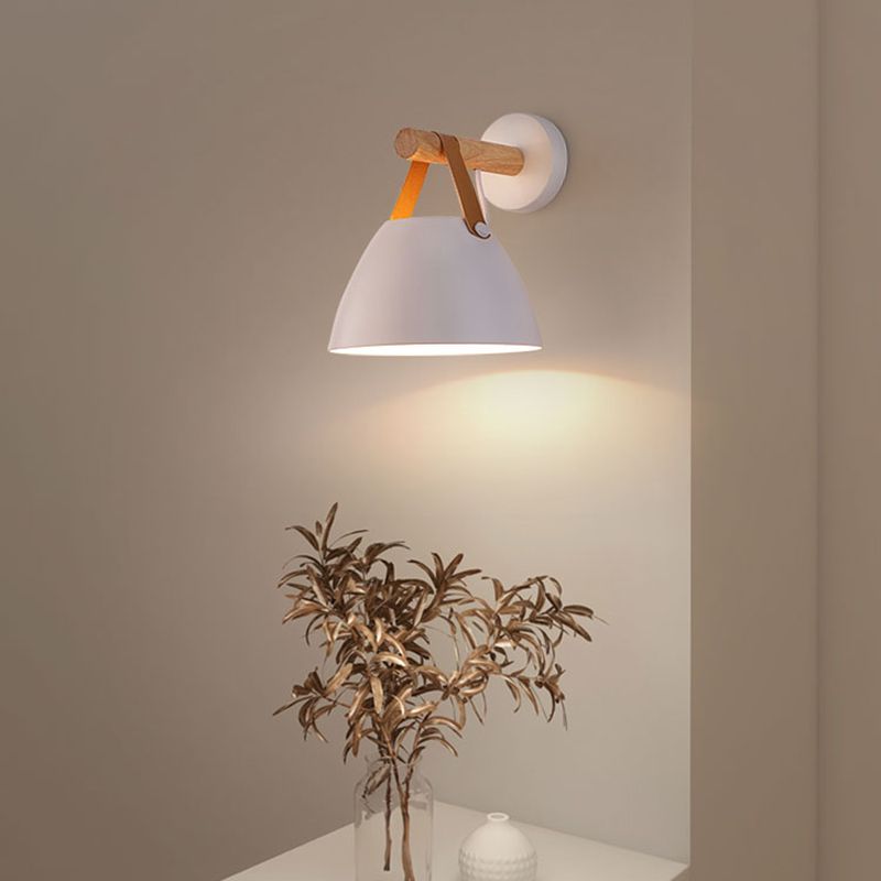 Cone Shape Metal Wall Light Industrial Style 1-Light Wall Light Sconce in White