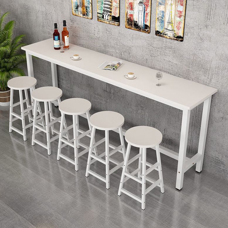 Contemporary Bar Table Rectangle Bar Dining Table with Trestle Base