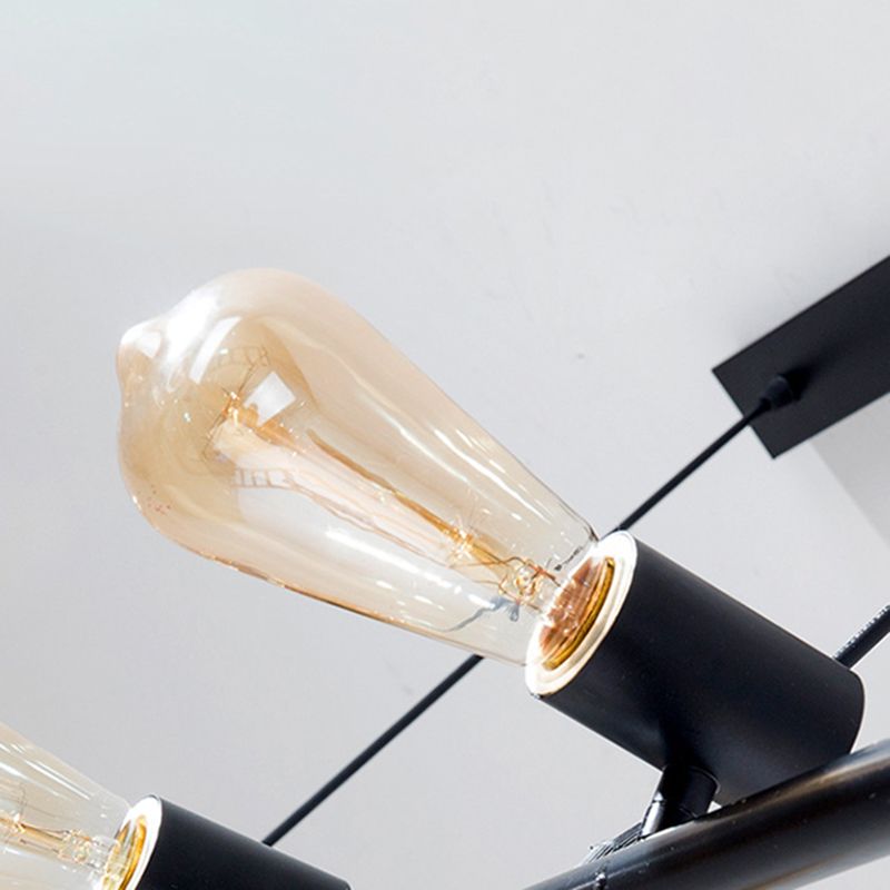 Metal Linear Pendant Lighting Industrial Island Light Fixtures in Black for Restaurant