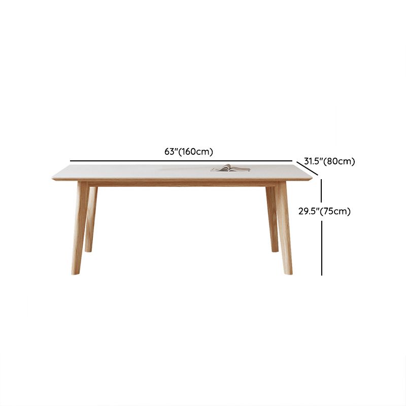 1/3/4/5 Pieces Rectangle Dining Set Sintered Stone Top Dining Table with Wooden Base