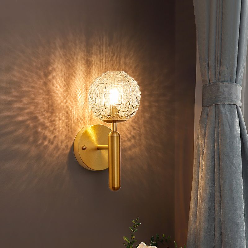 Ball Shape Metal Wall Lighting Modern Style 1-Light Wall Mounted Light in Gold