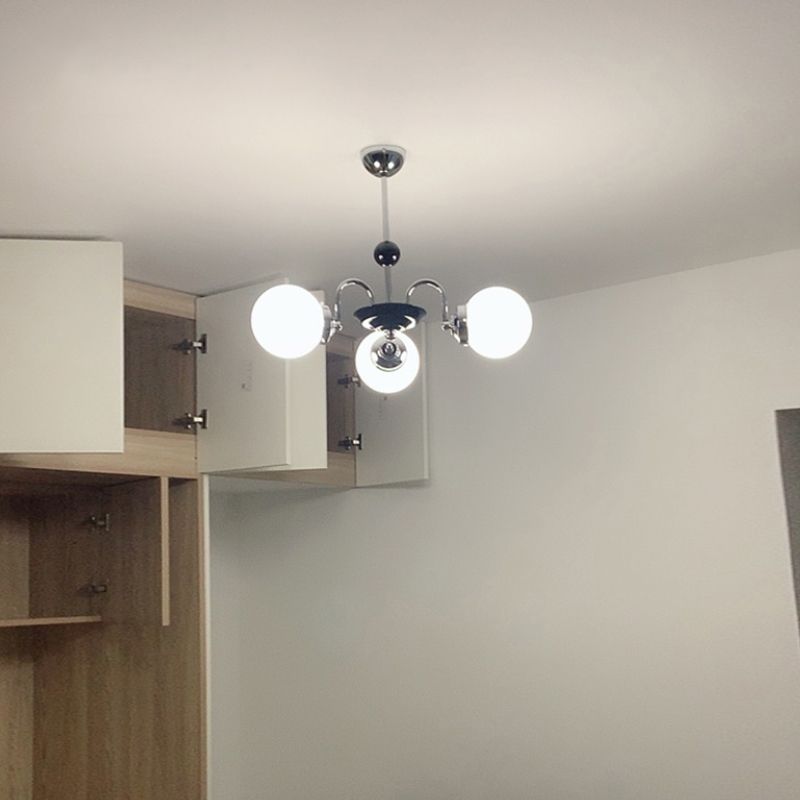 Contemporary Style Spherical Shape Chandelier Lights Glass Chandelier Lighting in Silver