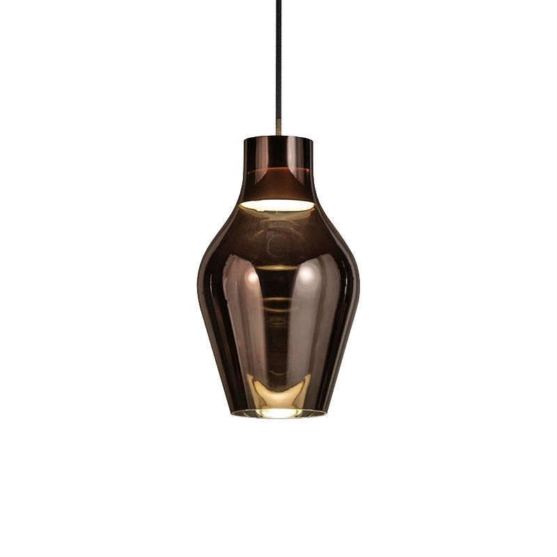 Urn Living Room Pendant Lamp Gold/Smoke Glass 1 Light 6.5"/8.5" Wide Modern Led Hanging Light in White/Warm Light