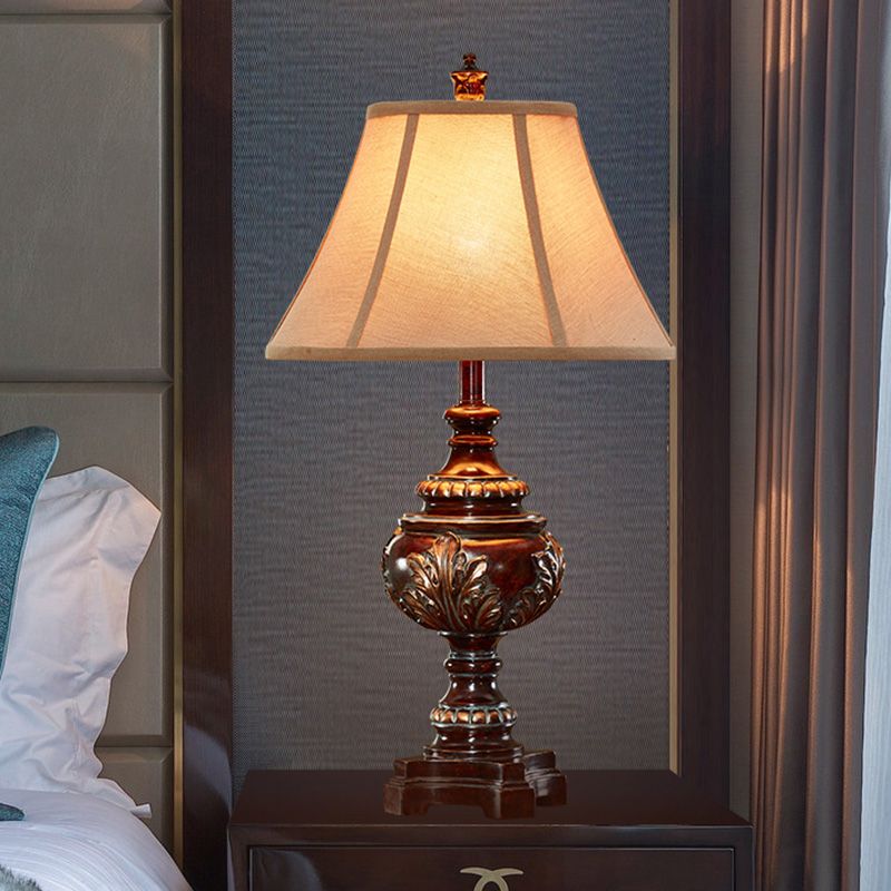 1 lampe de nuit de la barre de tête de la tête de style traditionnel de style brun tissu clair pour le chevet