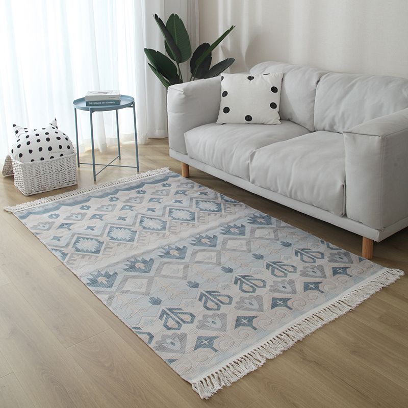 Casual woonkamer vloerkleed multi-gekleurde geometrische geprint gebied tapijt jute vlekbestendige handgemaakte binnendarbasis met kwastje