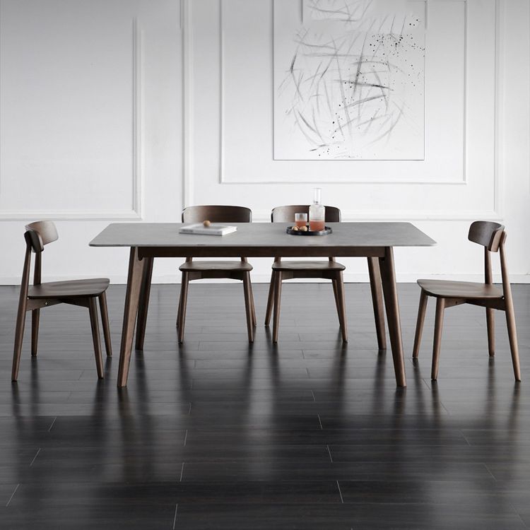 Stone Top Dining Table Mid-Century Modern Dining Table with 4 Legs