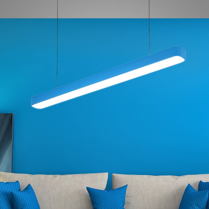 Tubular Hanging Lamp Contemporary Metal Led Red/Blue/Yellow Ceiling Pendant Light for Dining Room