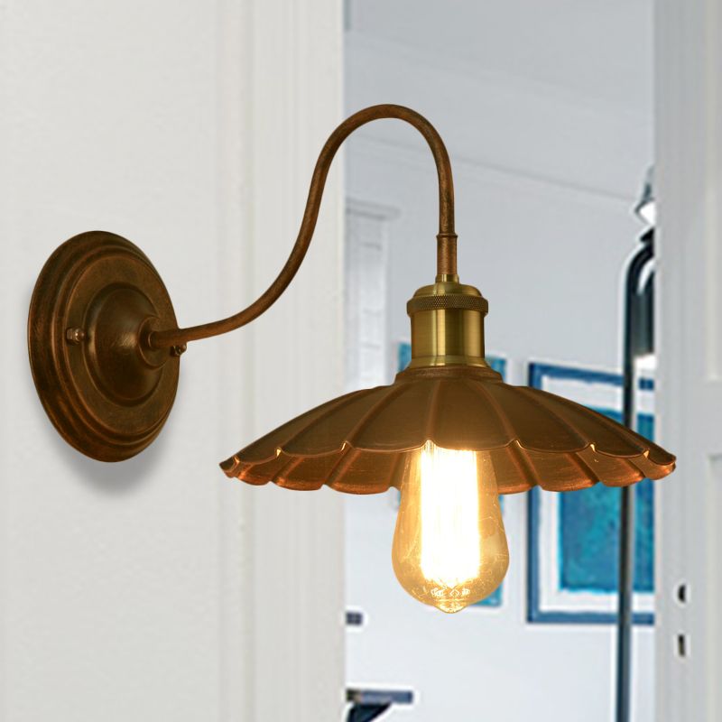 Metal Chastoped Edge Light Light Style 1 Bulbo Copper Copper Lighting Lights con brazo de cuello de cisne