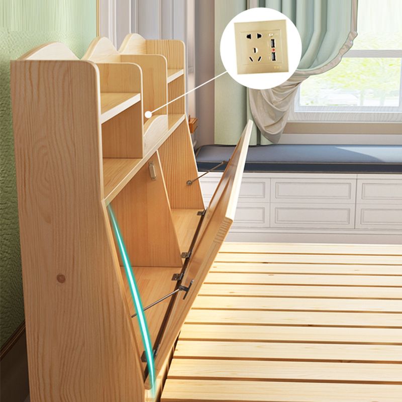 Modern Solid Wood Bed Frame Headboard Standard Bed with Storage