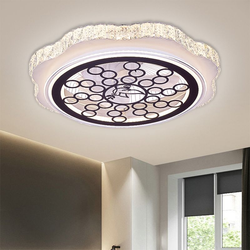 Sonnenblumen/Pflaumenblüten/Sternmuster Hanging Lüfter Licht moderne rechteckige Kristalle 23,5 "W LED White Semi-Flush Mount