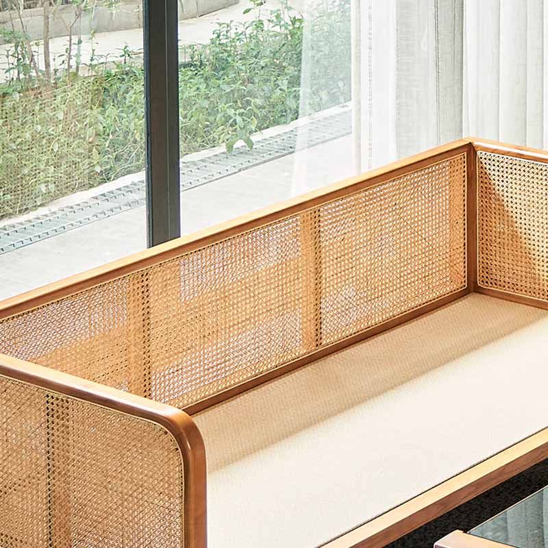 25.59" High Linen Sofa White Tuxedo Arm Sofa with Loose Back