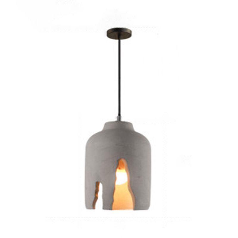 Cement 1-Light Hanging Lamp, Nordic Simple Gray Pendant Lighting for Living