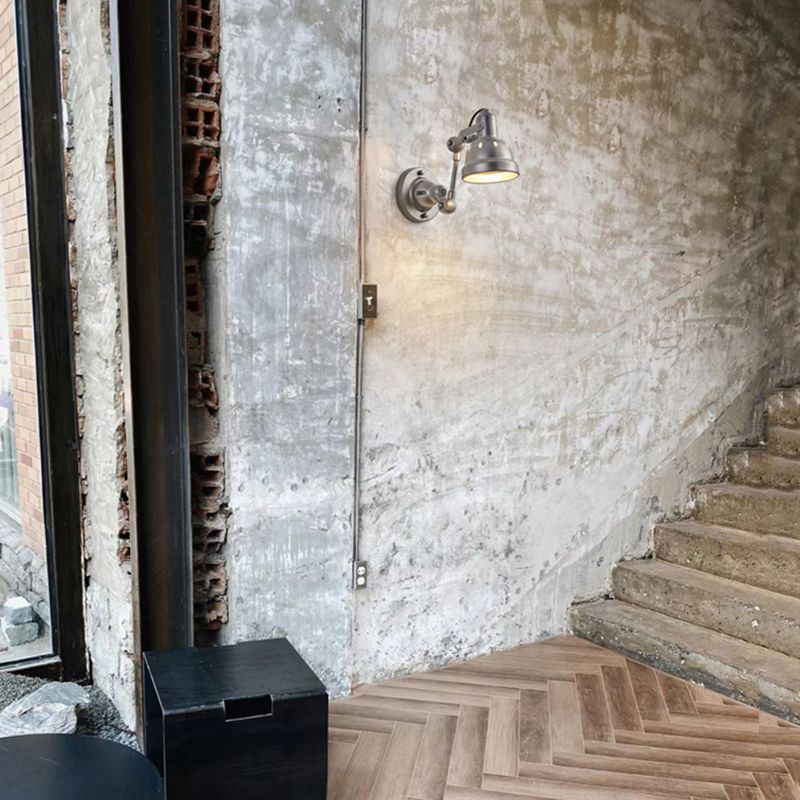 Silver Modern Wall Sconce Cone Shape Wall Light with Metal Shade for Living Room