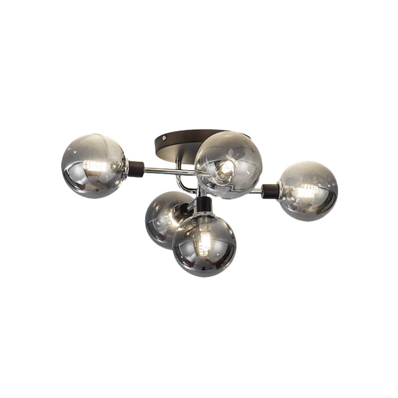 Glass Globe Shade Ceiling Light Contemporary Style Semi Flush Mount Light for Villa Dining Room