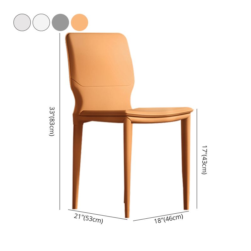 Sillas laterales contemporáneas sin brazos con respaldo sólido Sillas de comedor de cuero