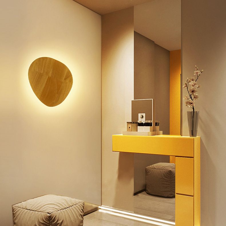 Blockfarbe kreisförmige Wandleuchten im modernen prägnanten Stil schmiedeeisere LED -Wandlampe mit Holzschatten