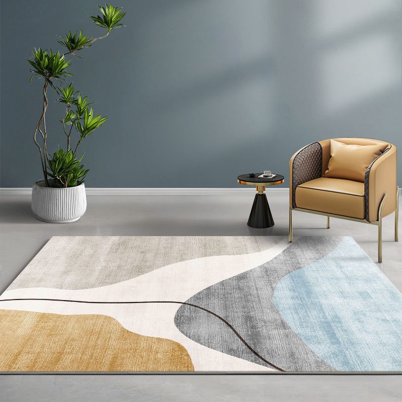 Trendy Rectangle Print Indoor Rug Polyester Carpet Non-Slip Backing Area Rug for Home Decoration