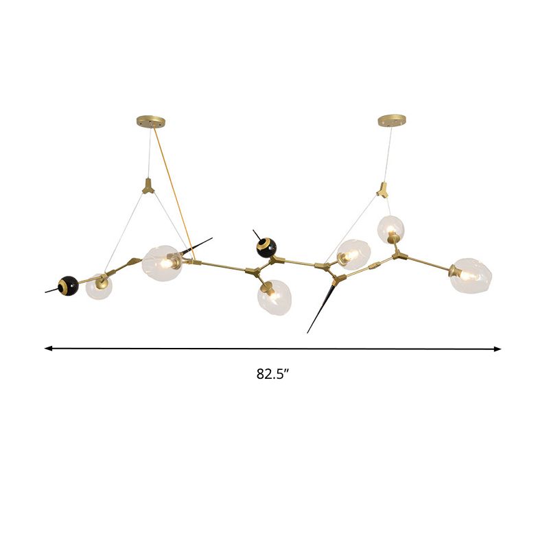 6/10 Lichter Kronleuchter modernistischer Gold Suspension Anhänger mit Blase Clear Glass Shade