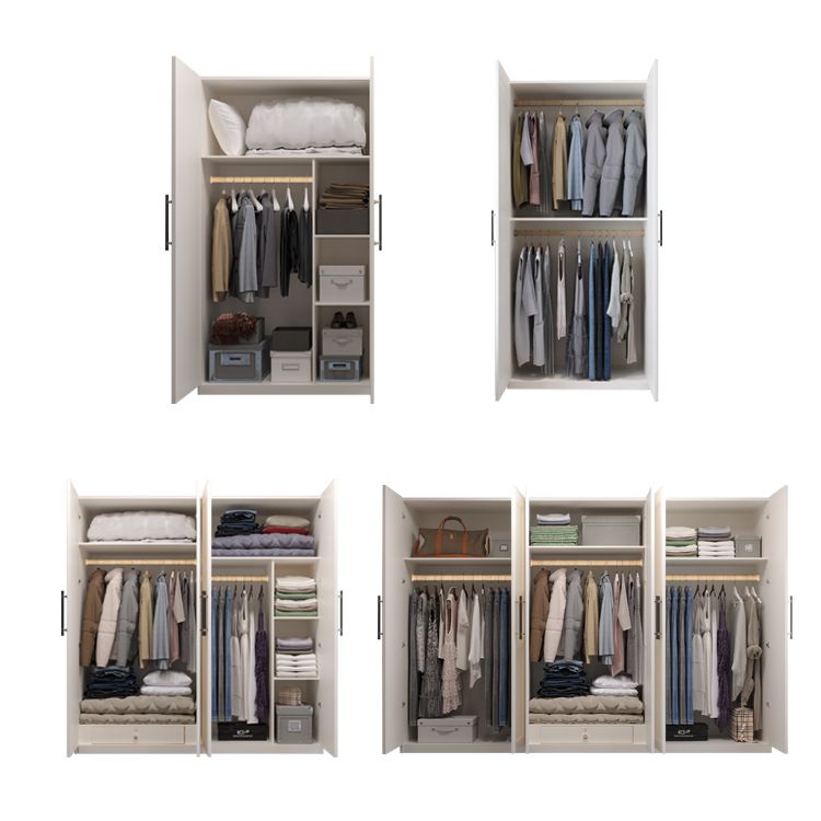 White Wardrobe Cabinet Engineered Wood Wardrobe Armoire for Home