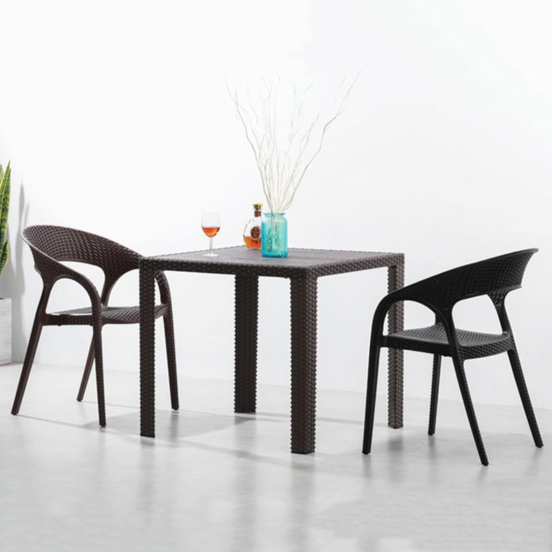 Contemporary Open Back Dining Chair Plastic Stackable Dining Arm Chair