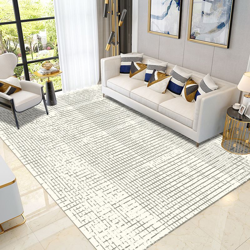 Beige Modern Rug Polyester Line Indoor Rug Tear Resistant Rug for Home Decor