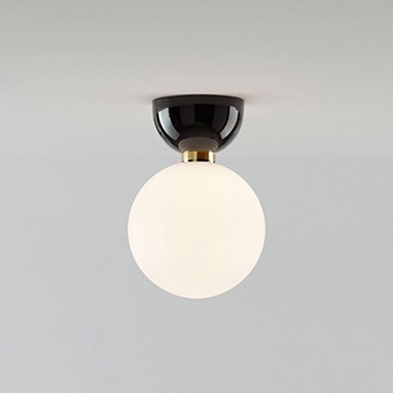 Ball Shape Ceiling Lamp Modern Simple Style Iron 1 Light Flush Mount with Glass Lampshade for Aisle