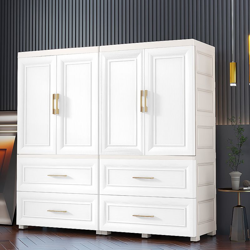 Contemporary White Storage Cabinet Bedroom Plastic Cabinet with Drawers