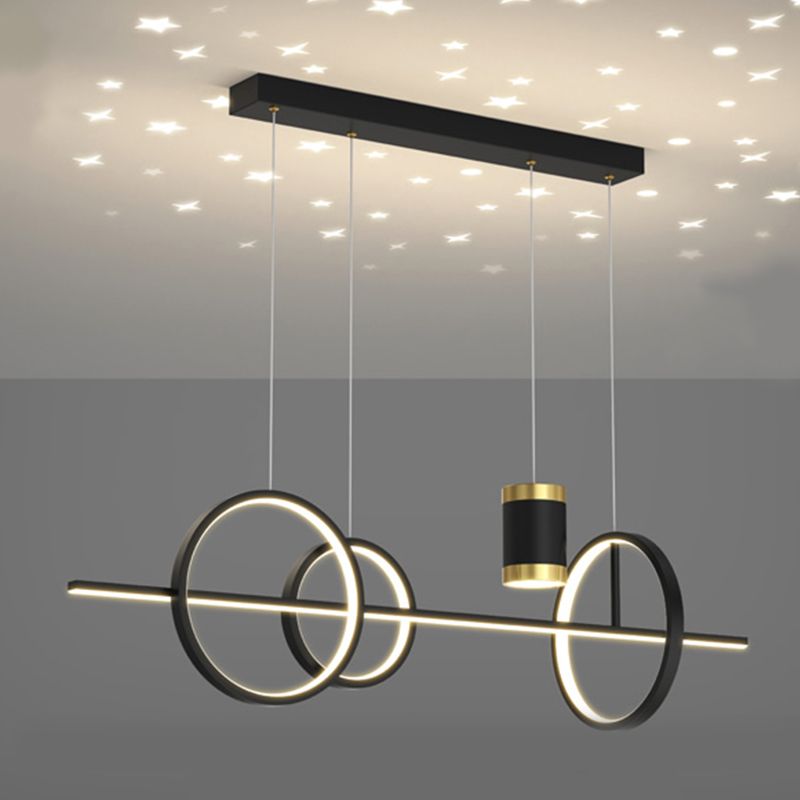 5 Light Cylinder Island Lighting Fixtures Contemporary Metal Chandelier Light