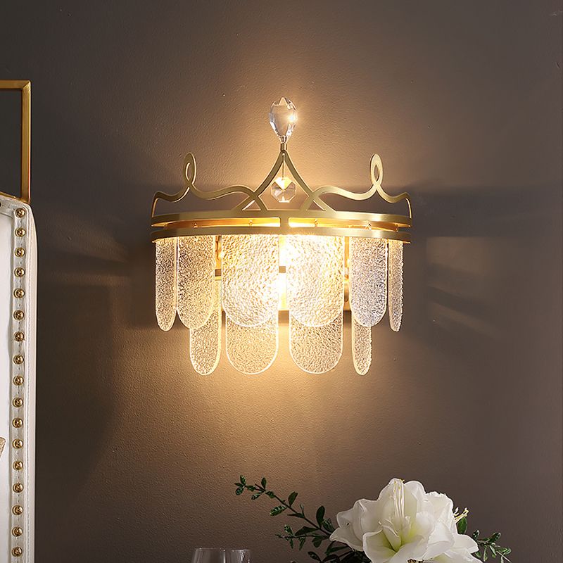 Living Room Gold Wall Sconce Postmodern Crystal 2 Head Wall Mounted Light Fixture
