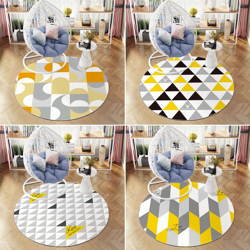 Beruhigender Dekorationsteppich, mehrfarbiger geometrischer Druck, Innenteppich, rutschfeste PVC-Rückseite, pflegeleichter Bereichsteppich
