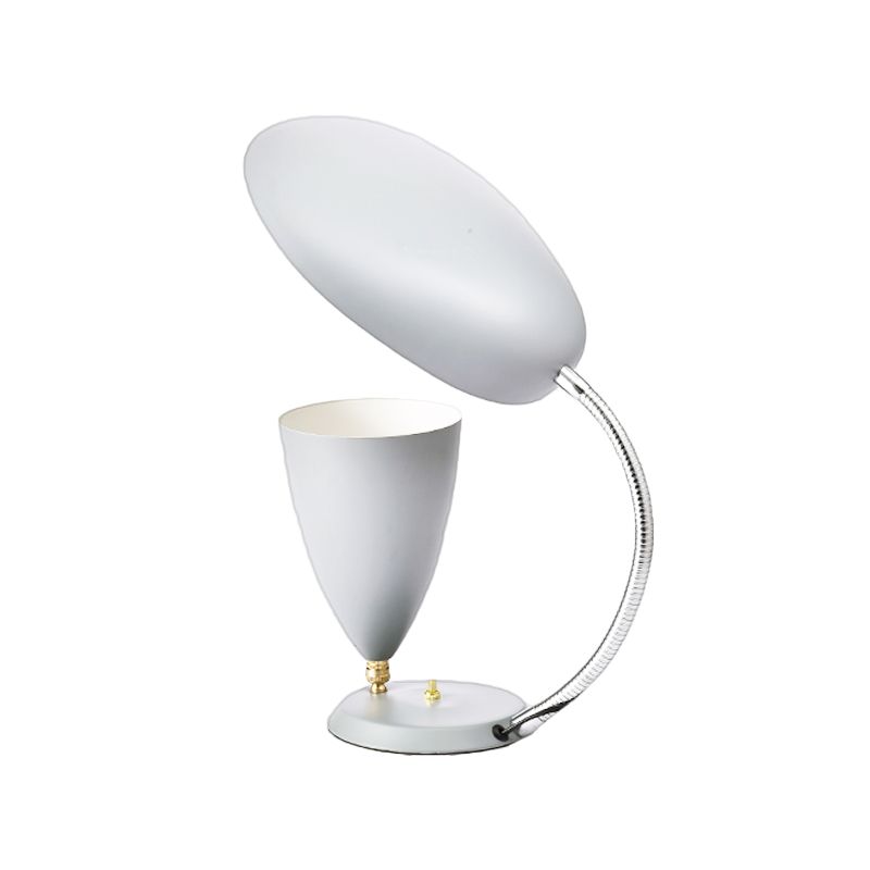 Iron Sharp Tongue and Cone Table Light Modern LED Reading Lamp in White/Black/Grey with Adjustable Arm