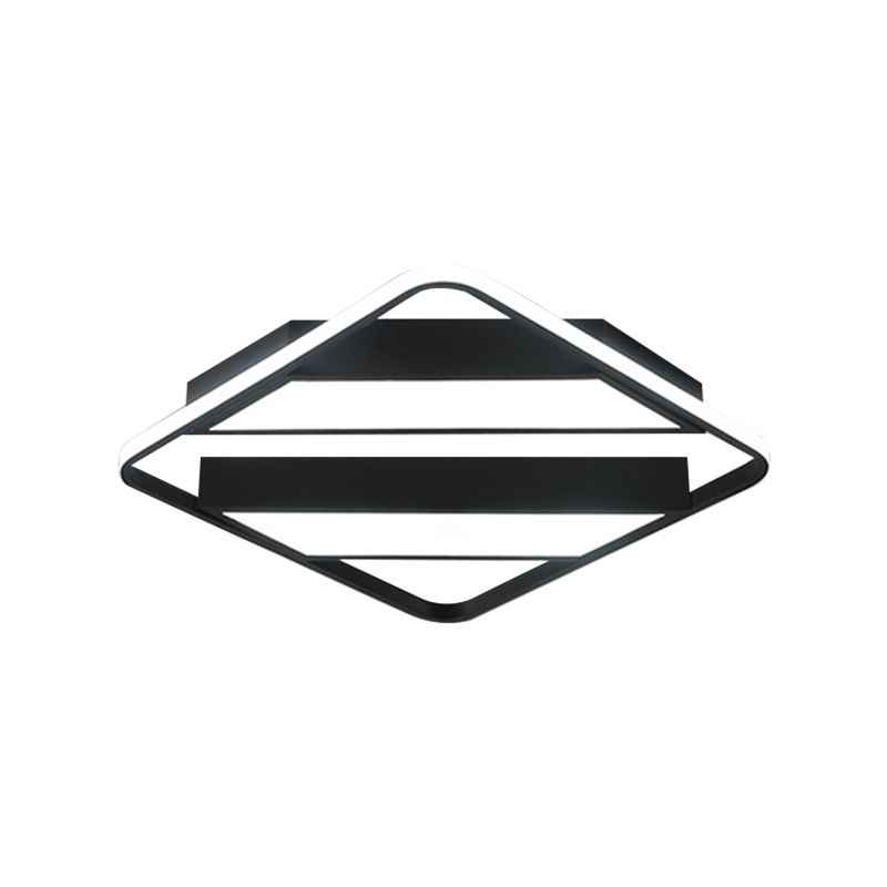 Lampada da incasso a soffitto con paralume simmetrico trapezoidale Moderno LED integrato in metallo Nero/Bianco Montaggio a incasso per camera da letto in caldo/bianco
