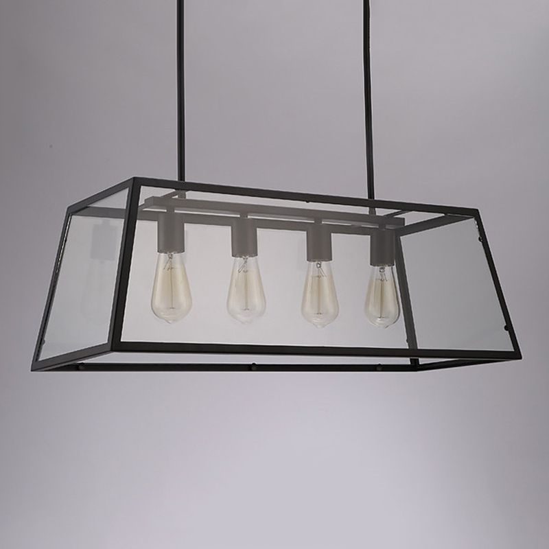 Industrial Trapezoid Island Lighting Metal Multiple-Light Island Pendant