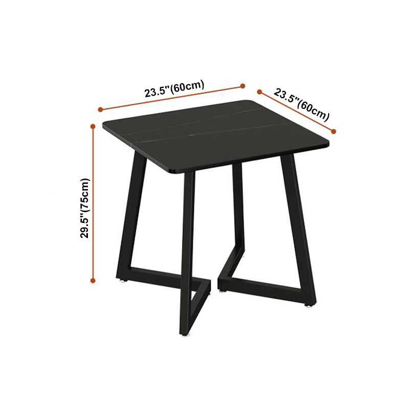 Sintered Stone Dining Table Black Industrial Style Dining Table with Metal Base