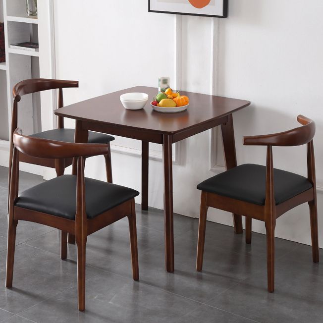 Square Holzfarbe Esstisch Industrial Solid Gummiwood 4 Beintisch für Esszimmer
