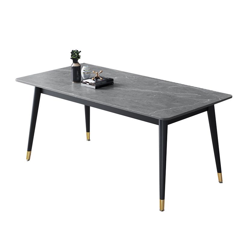 Stone Modern Rectangle Dining Table Matte Finish 4 Legs Table for Home