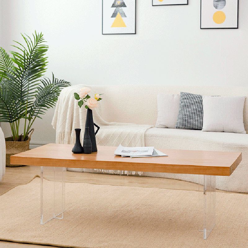 Scandinavian Sled Coffee Table Rectangular Wood Cocktail Table