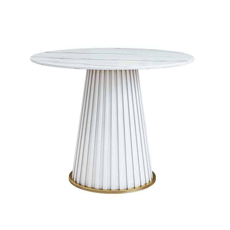 Glam Sintered Stone Dining Table Round Dinner Room Kitchen Table with Pedestal Base