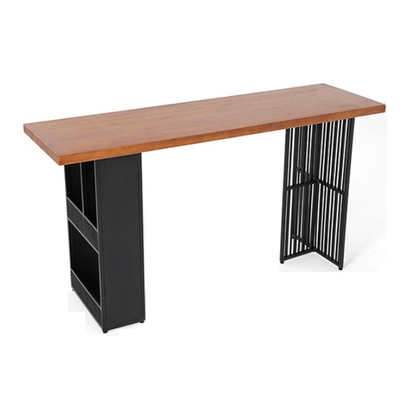 Industrial Style Bar Table 42-inch Height Brown Wood Top Metal Base Bistro Table