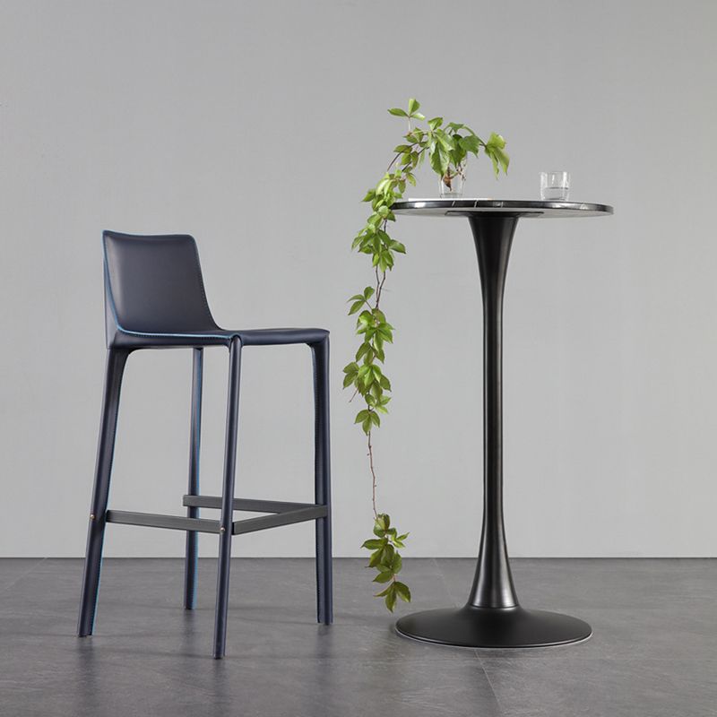 Modern Style Low Back Bar-stool Pu Leather Counter Bar Stool with Metal Legs