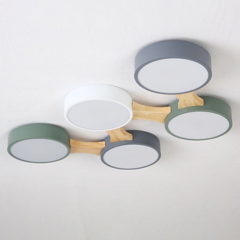 Plafonnier moléculaire en métal nordique pour salon, plafonnier LED en bois
