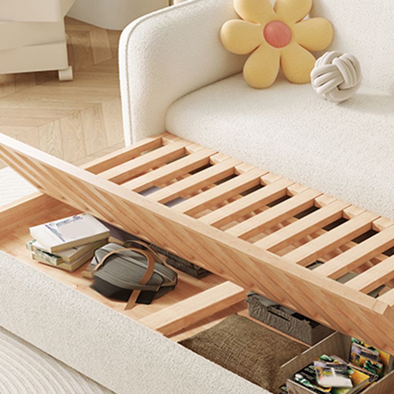 Scandinavian Futon Sleeper Sofa Bed Wooden and Fabric Convertible Sofas in White