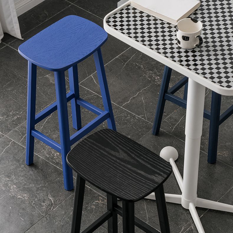 Solid Wood Barstool Contemporary Style Saddle Seat Armless Stool