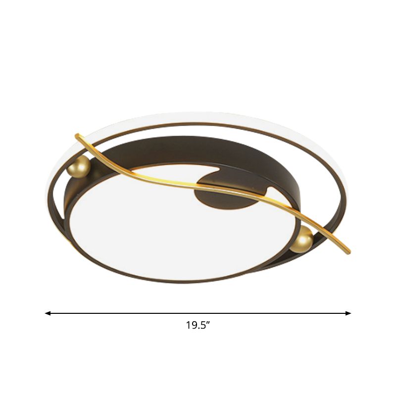 Round Ceiling Mounted Fixture Modern Acrylic Black and Gold LED Flush Mount Light in Warm/White Light