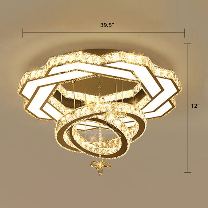 Zilverringen plafond spoeling licht eigentijdse kristallen led spoeling mount lamp armatuur voor slaapkamer
