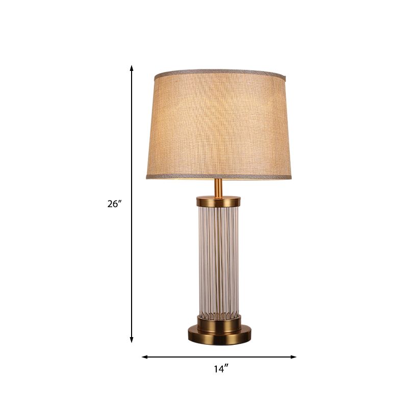 1 lampe de vie de salon de tête Lumière de lecture en or moderne avec une nuance de tissu de baril