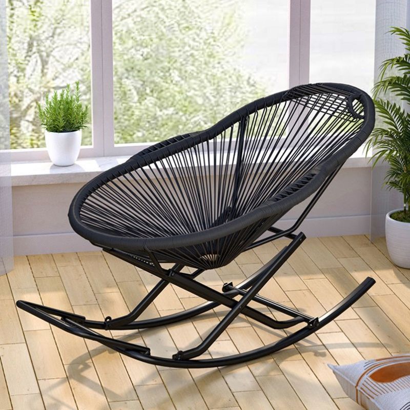 Single Iron Base Rocking Chair Home Leisure Lazy Chair for Balcony