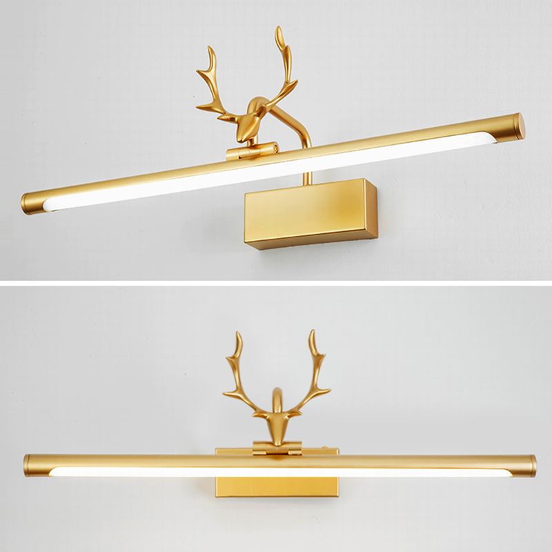 Modern Minimalist Style Straight Wall Mounted Lighting Aluminum Vanity Wall Sconce with Antlers